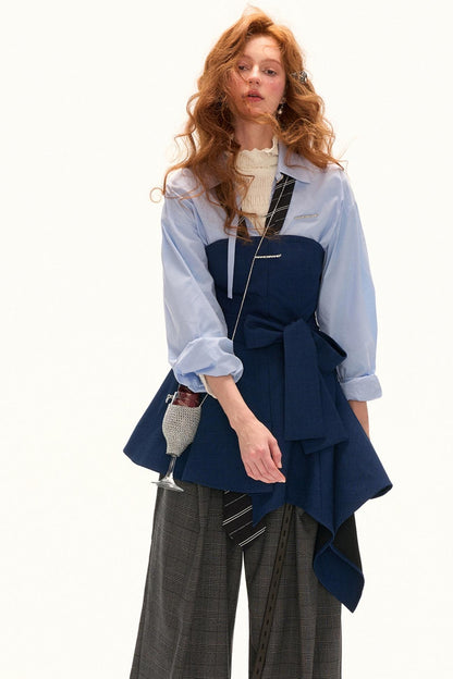 Blue Irregular Waist Dress