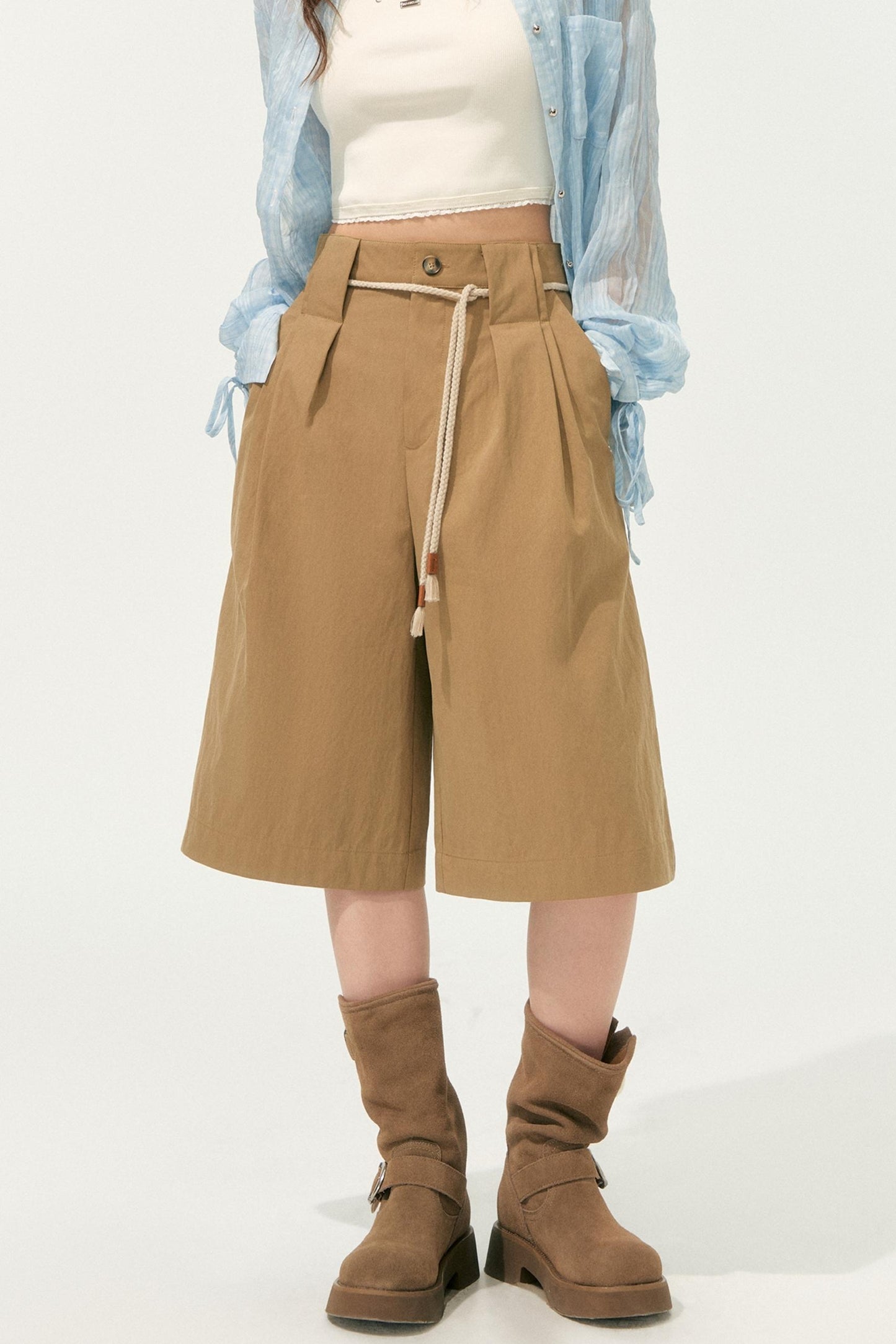 Pleated Wide-Leg Shorts