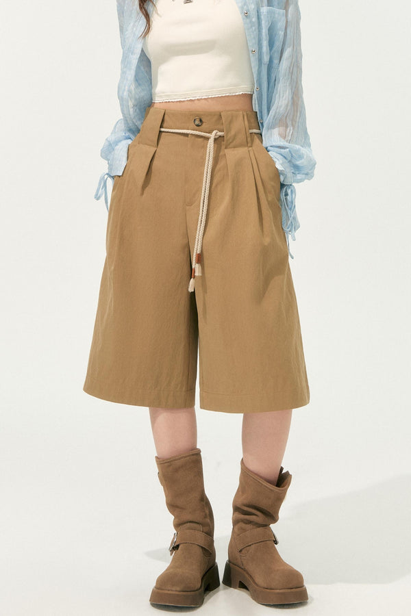 Pleated Wide-Leg Shorts