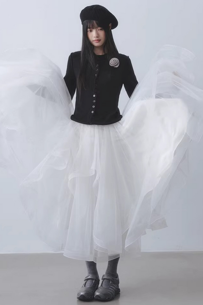 Ethereal White Mesh Skirt