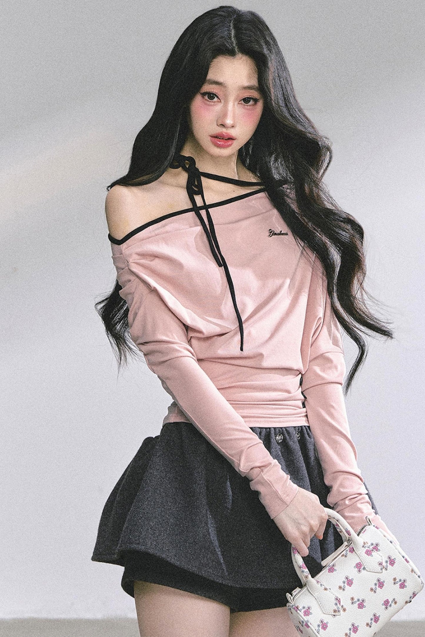Korean Pink Halterneck Top