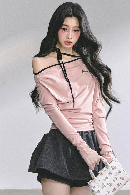 Korean Pink Halterneck Top