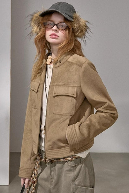 Suede Tailored Short Jacket