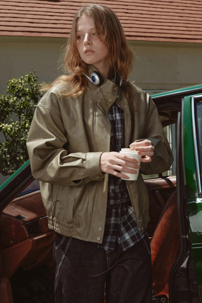 Mixed Texture Leather Jacket