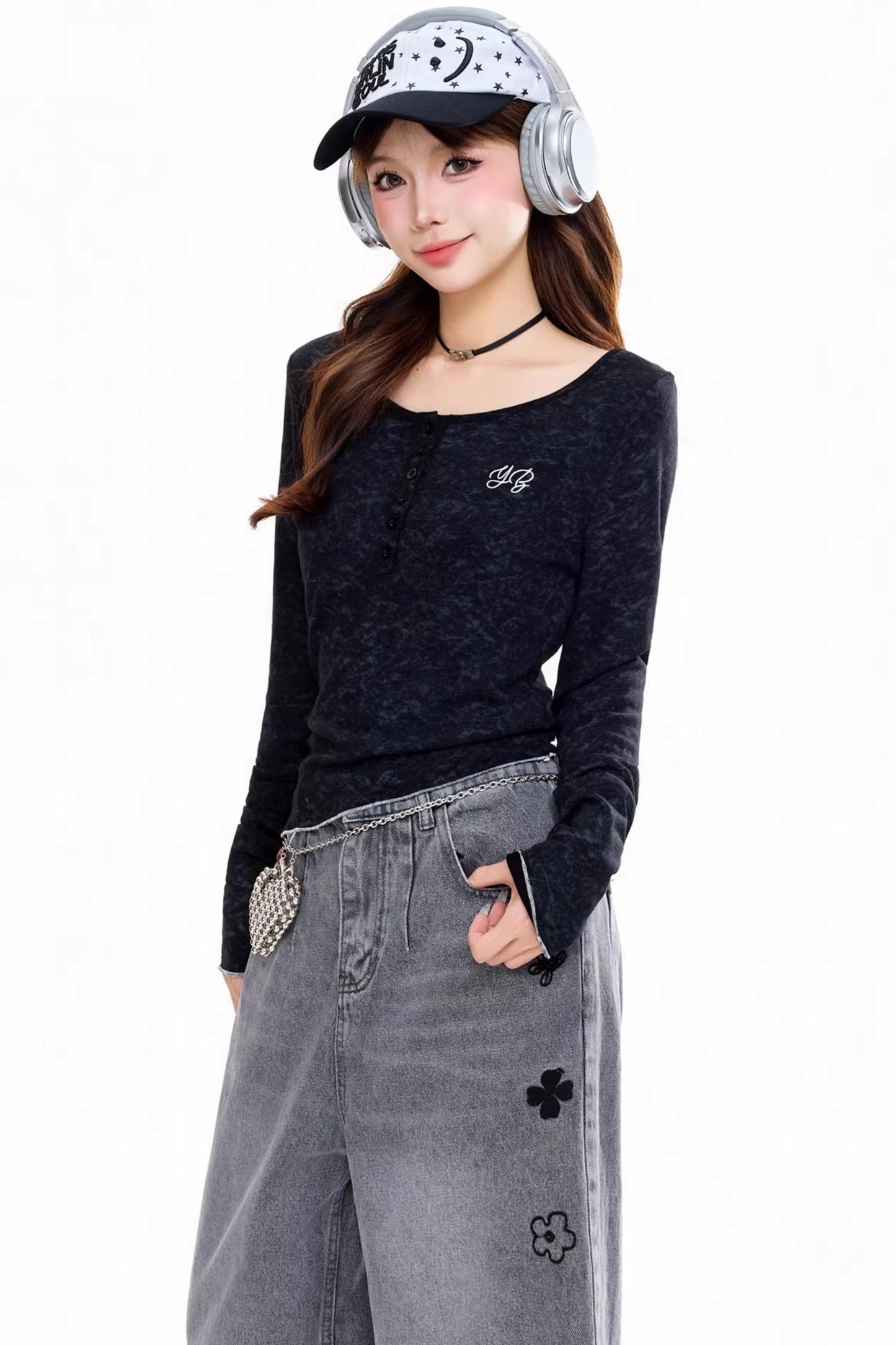 레트로 불규칙 허리 조임 탑