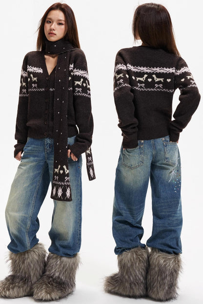 Fair Isle Knitted Cardigan