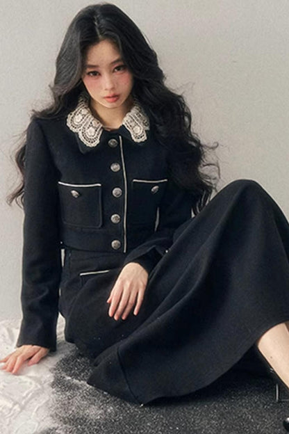 Whisper Lace Winter Suit Skirt Set-Up