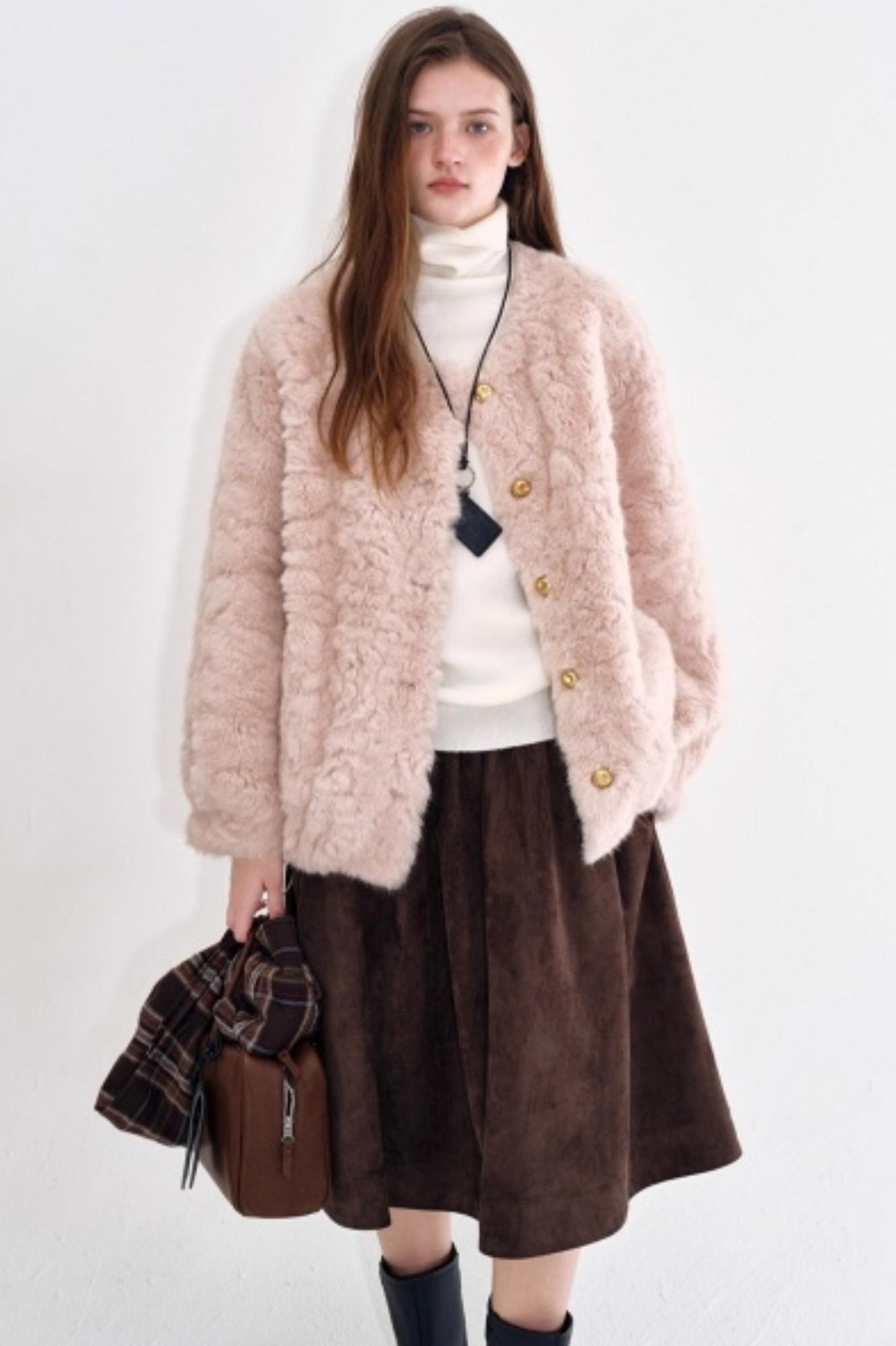 Strawberry Wine Faux Fur Coat