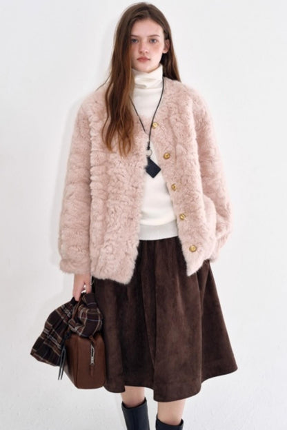 Strawberry Wine Faux Fur Coat