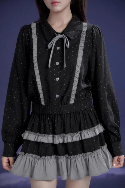 Dark Gray Polka Dot Dress