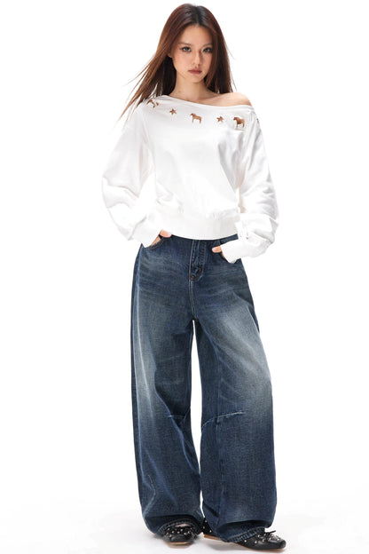 Asymmetrical Hollow Knit Sweater