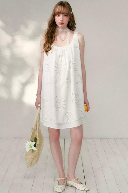 White Hollow A-Line Dress