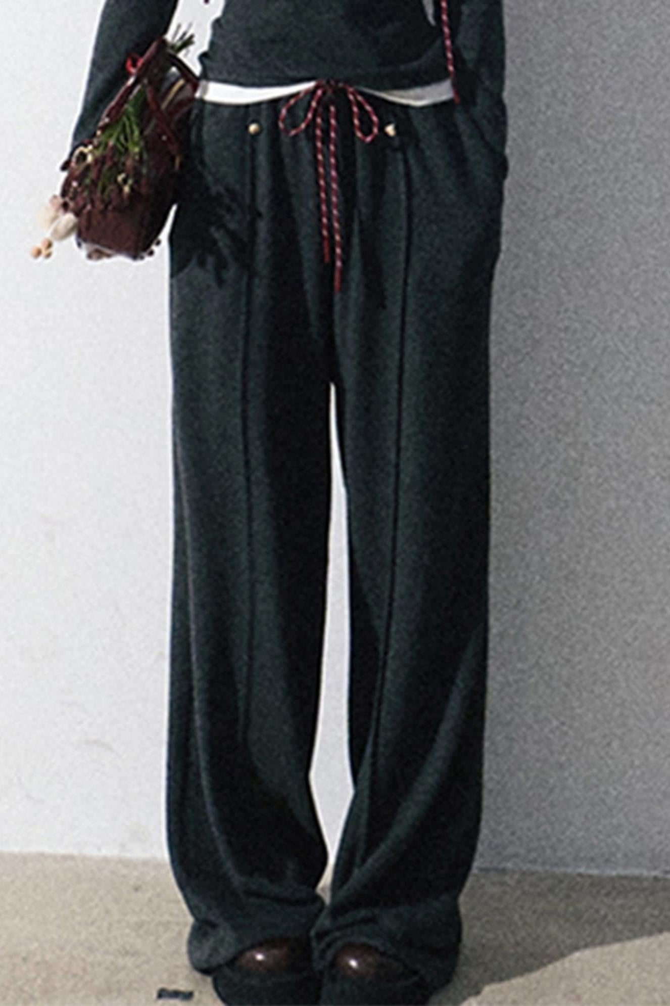 Tears Knit Top & Wide-Leg Pants Set-Up