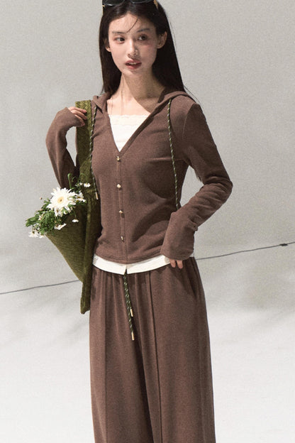 Tears Knit Top & Wide-Leg Pants Set-Up