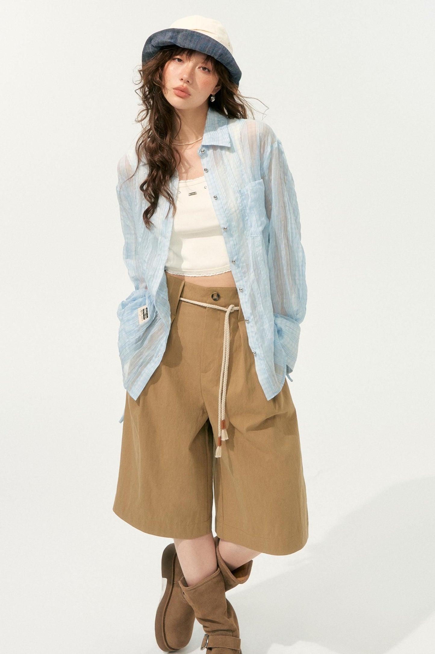 Pleated Wide-Leg Shorts