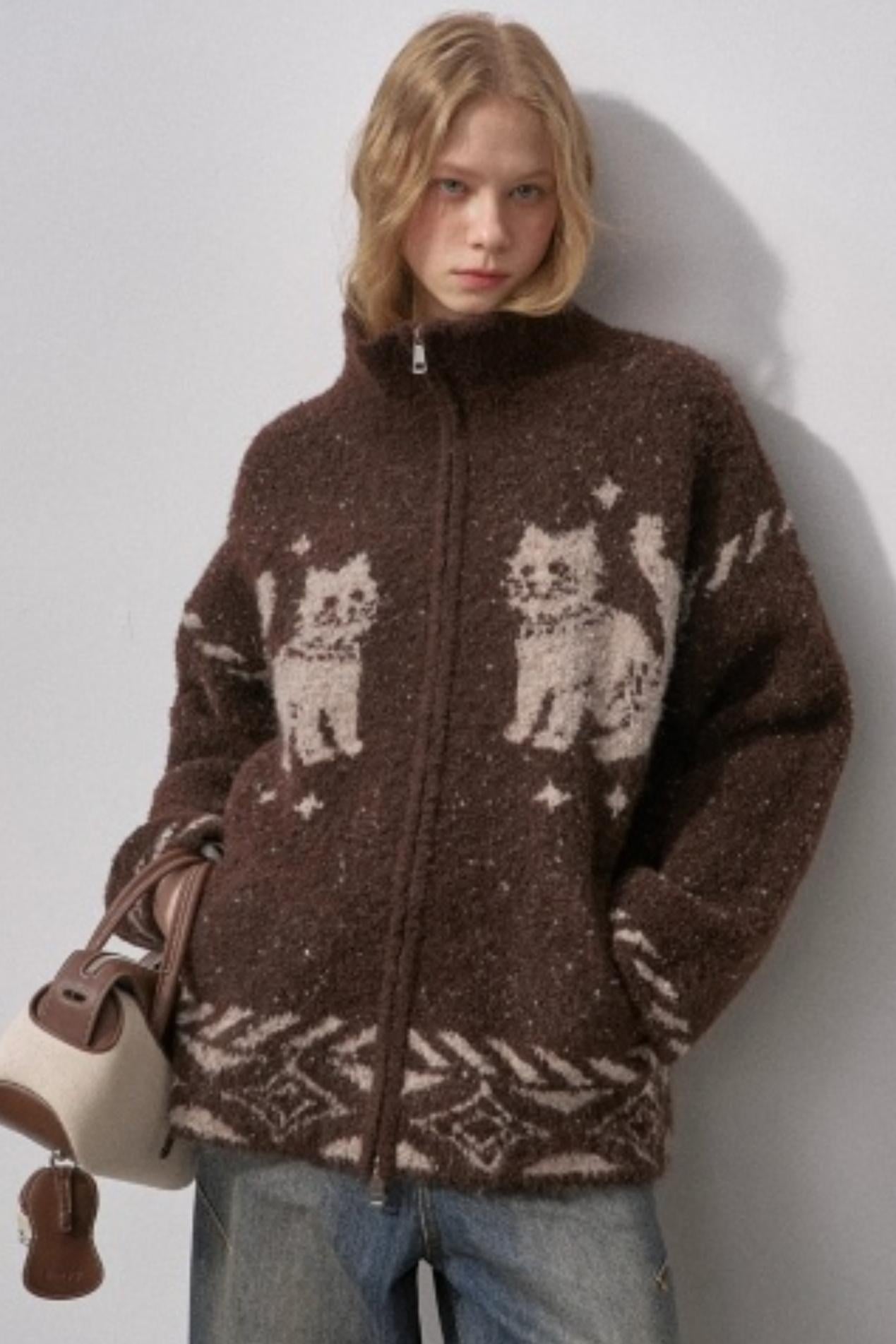 Star Kitty Jacquard Cardigan