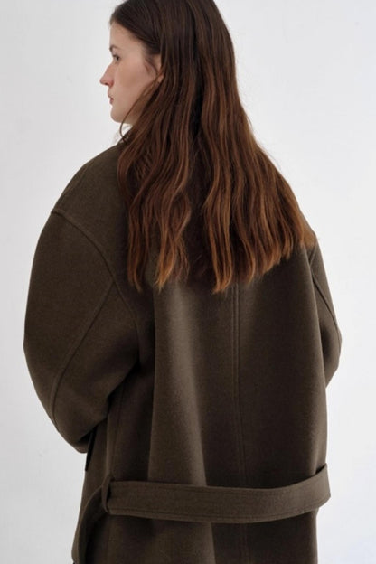 Woolen Double Placket Coat