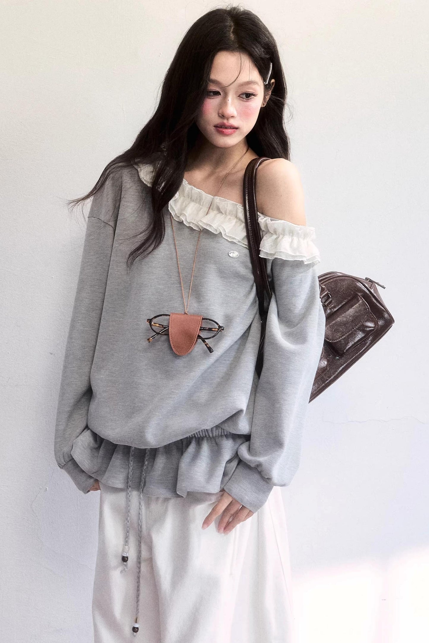 Lace-Up Drawstring Sweatshirt