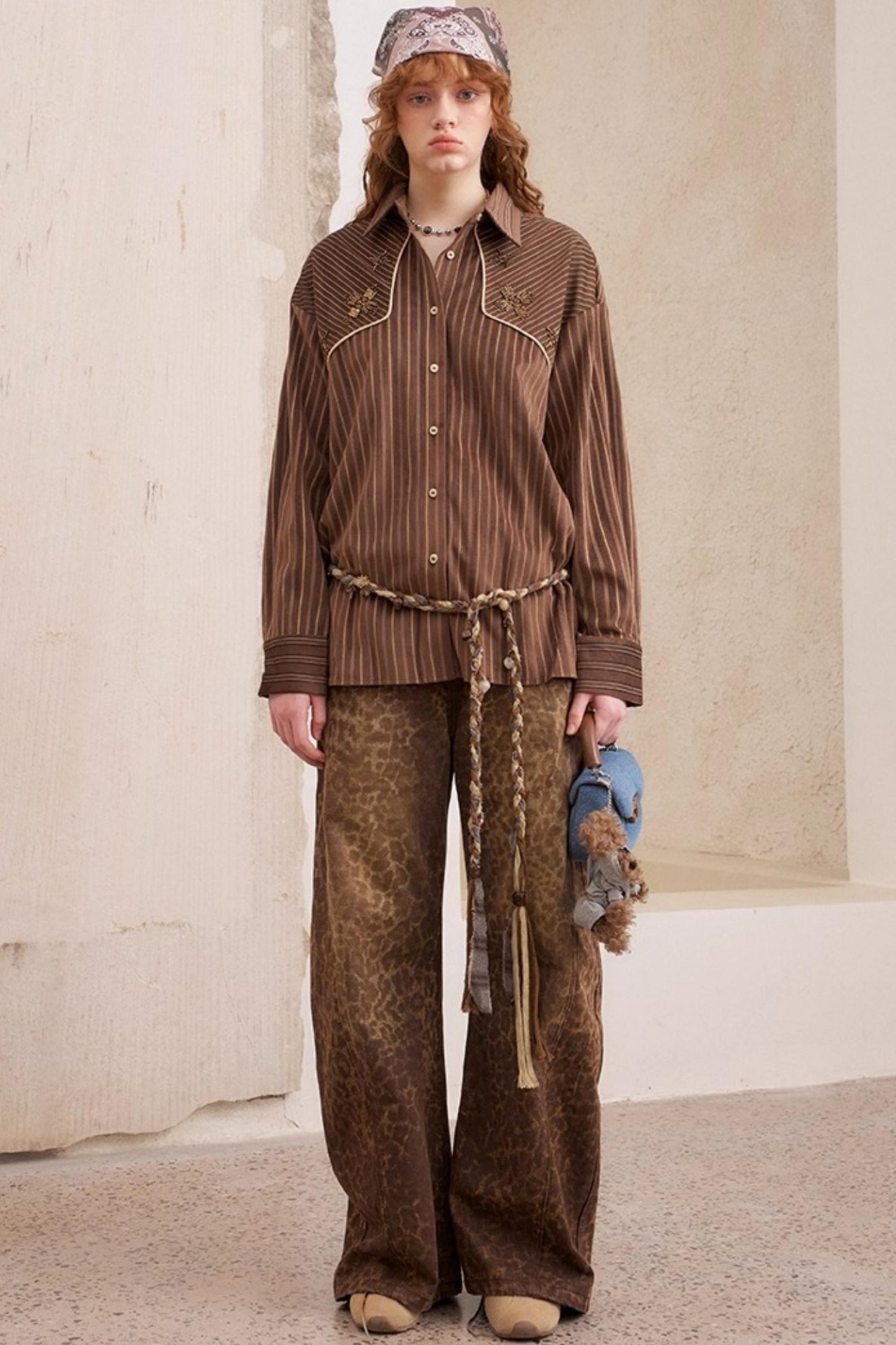 Vintage Beaded Suede Shirt