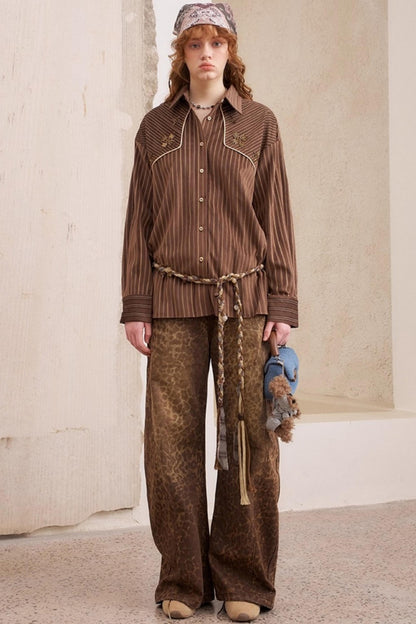 Vintage Beaded Suede Shirt