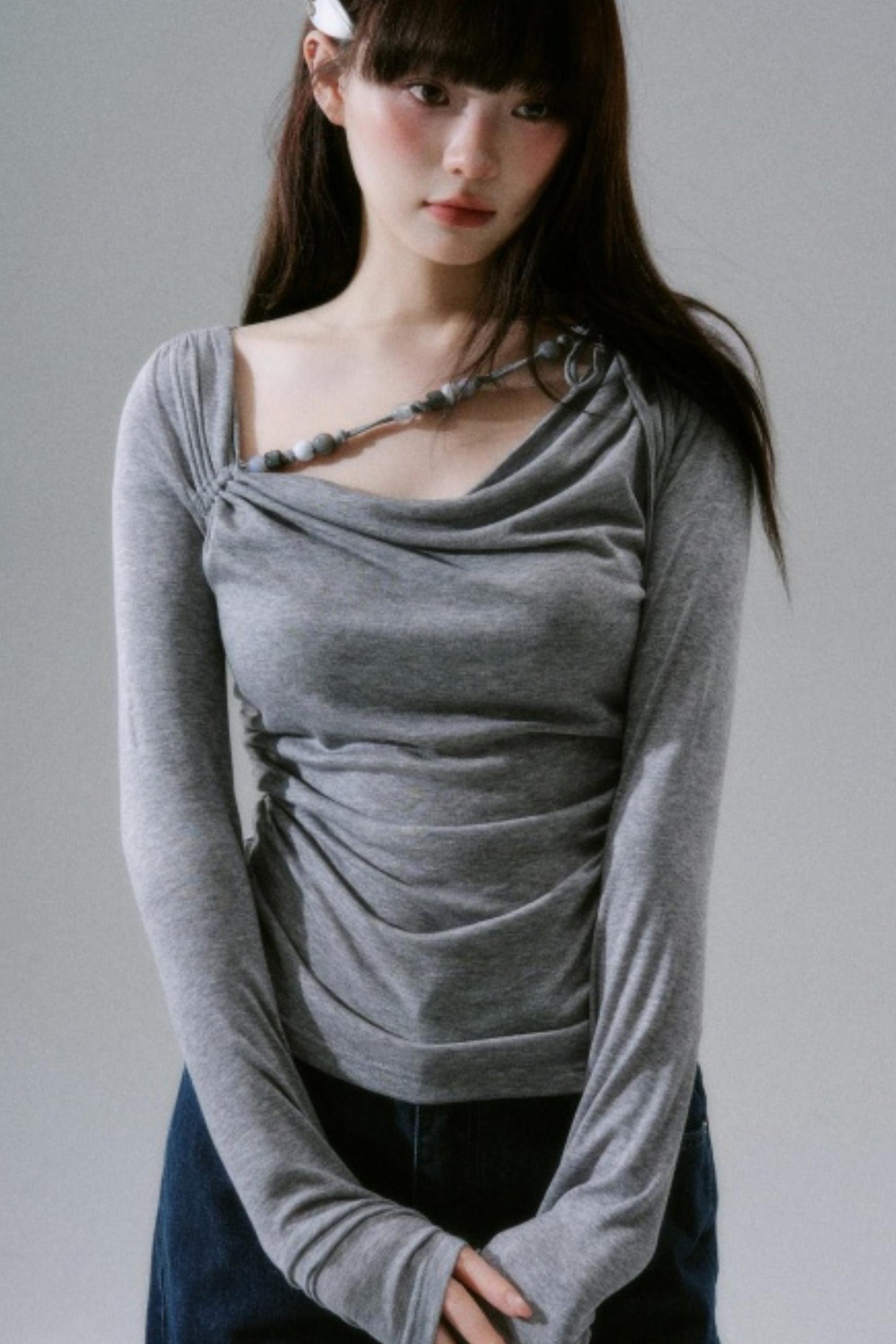 Lyocell Wool Beaded T-Shirt