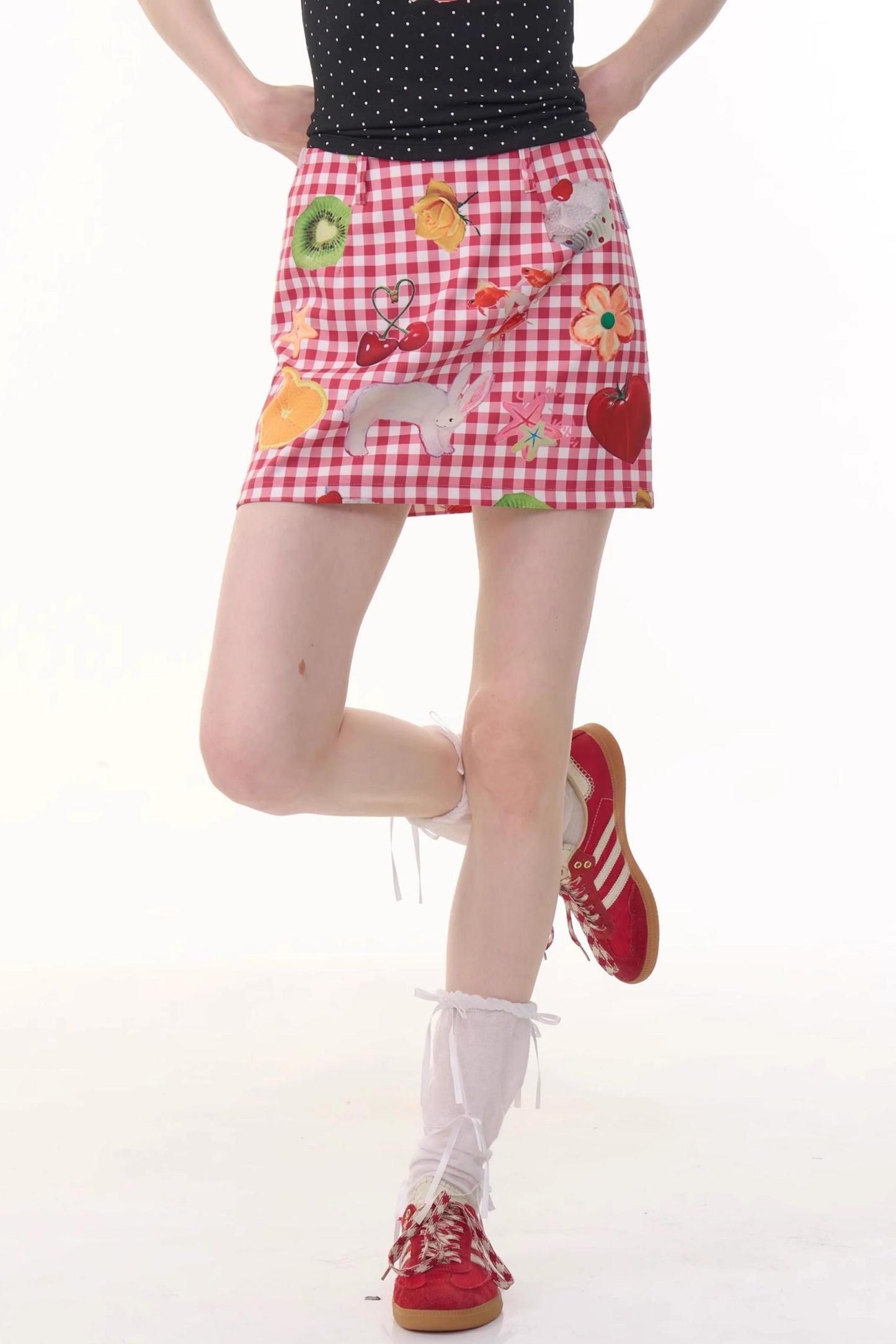 Summer Fruit High-Waisted Skirt