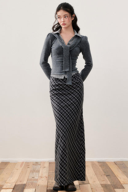 Patchwork Knit Strappy Top