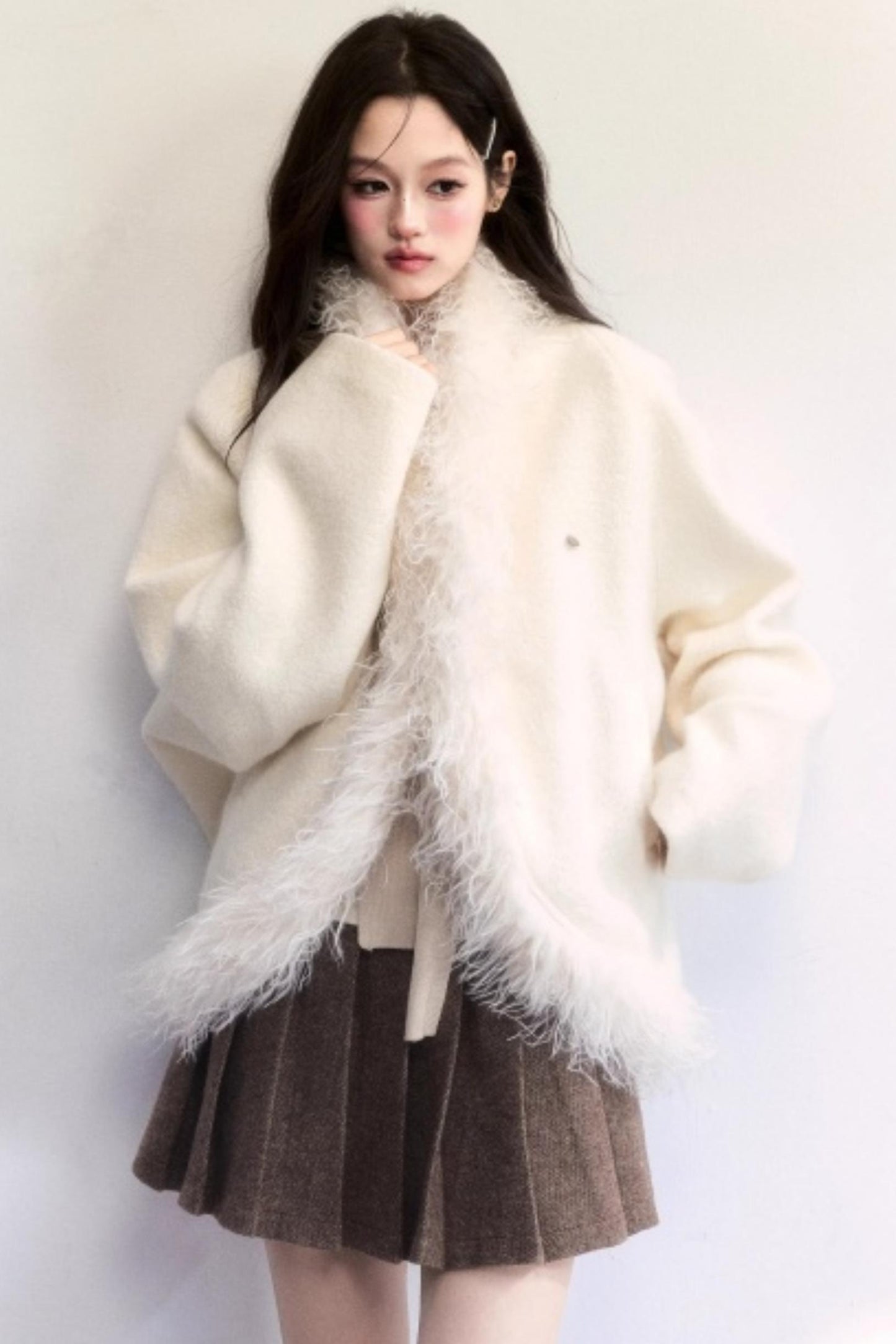 Amber Flow Wool Plaid Skirt