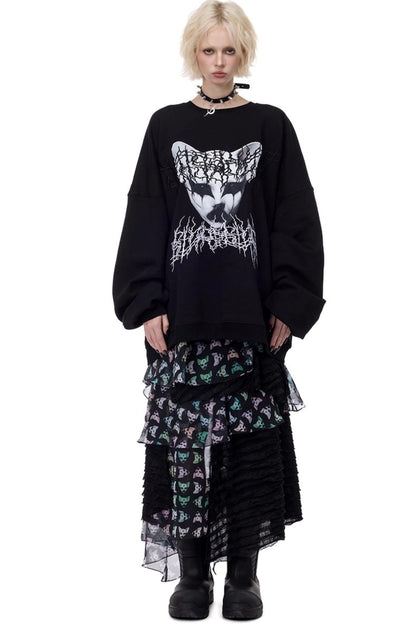 Cat Star Embroidery Sweatshirt