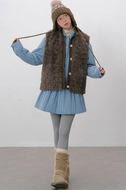 Furry Ribbed Winter Vest Coat