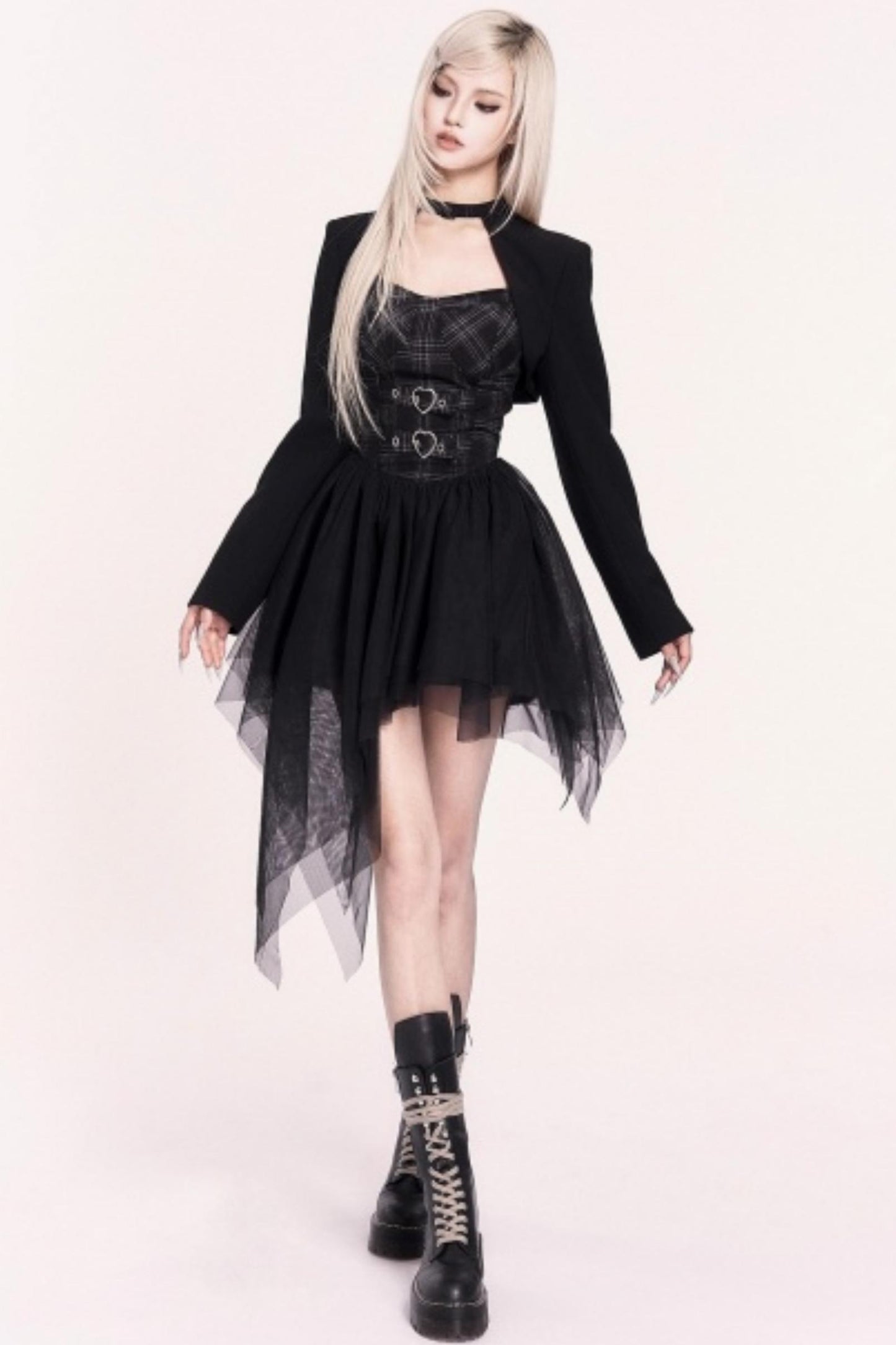Halloween Irregular Mesh Dress Coat Set-Up