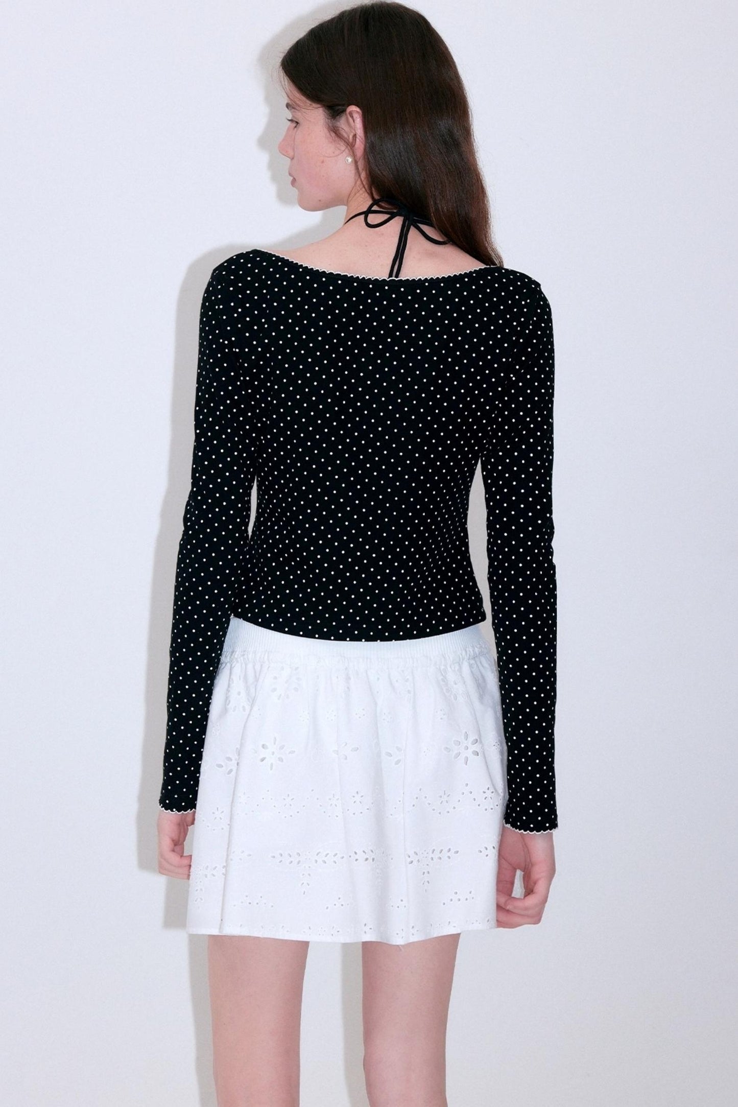 French Romantic Polka Dot Knitted Blouse