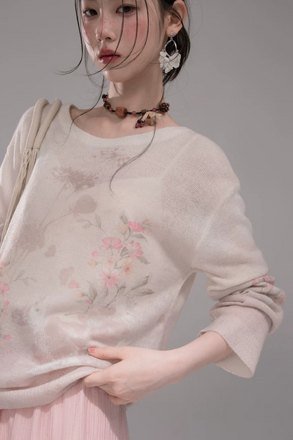 Blusa de Punto Degradado Caqui Rosa