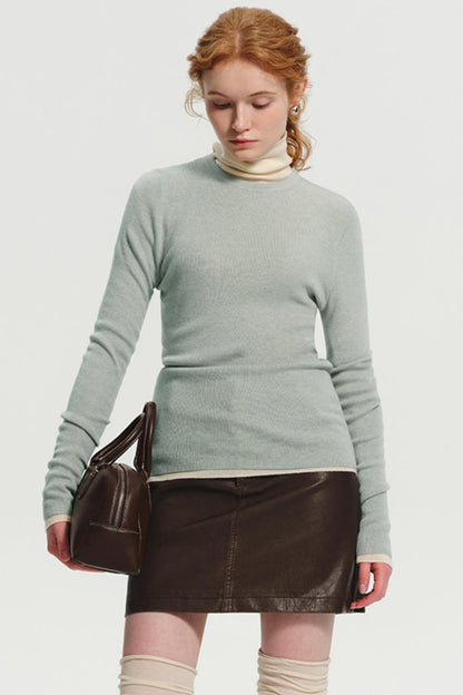 Women's Crew Neck Wool Knit Top