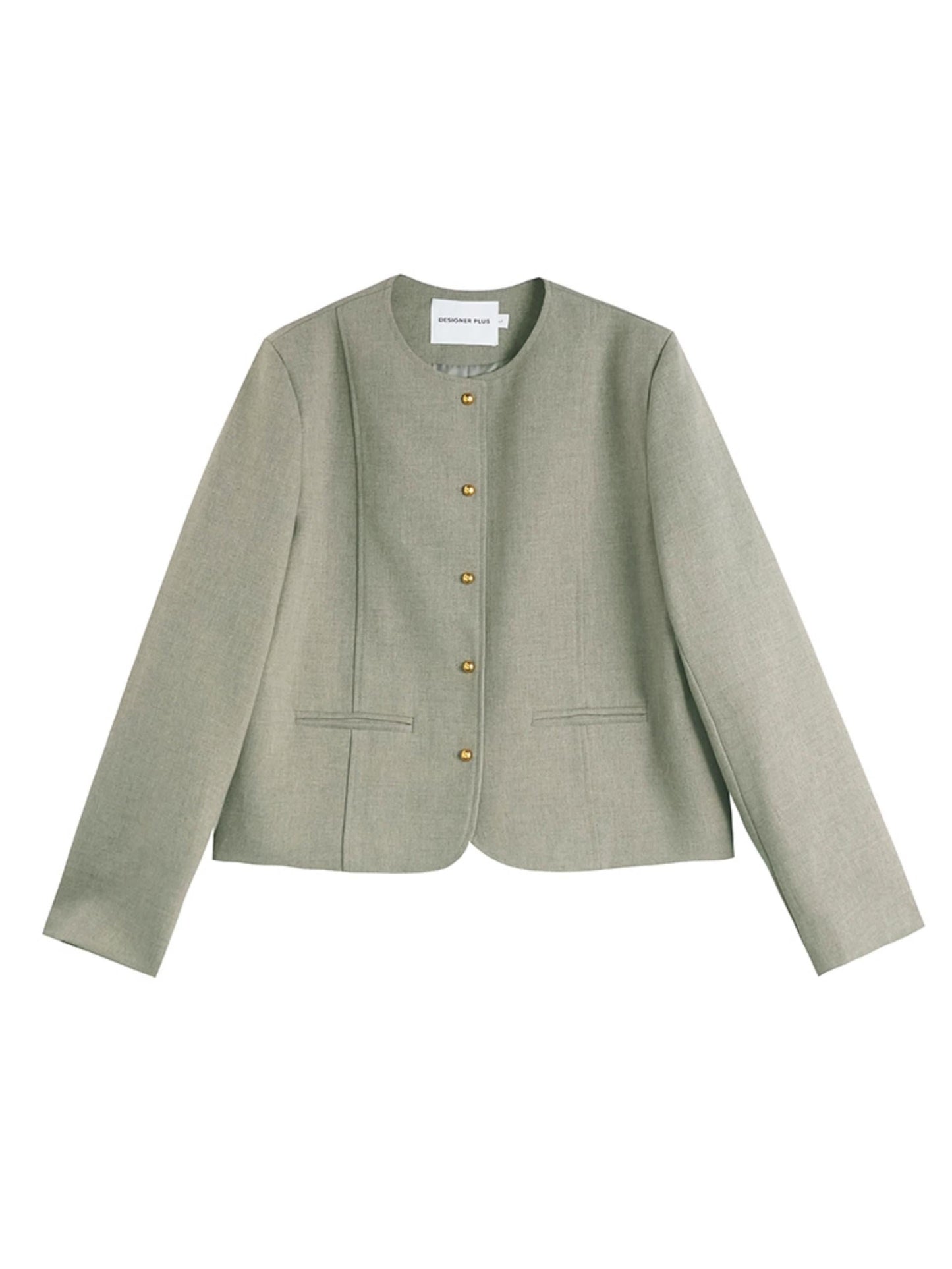 Short French Round Neck Jacket with Vest Set