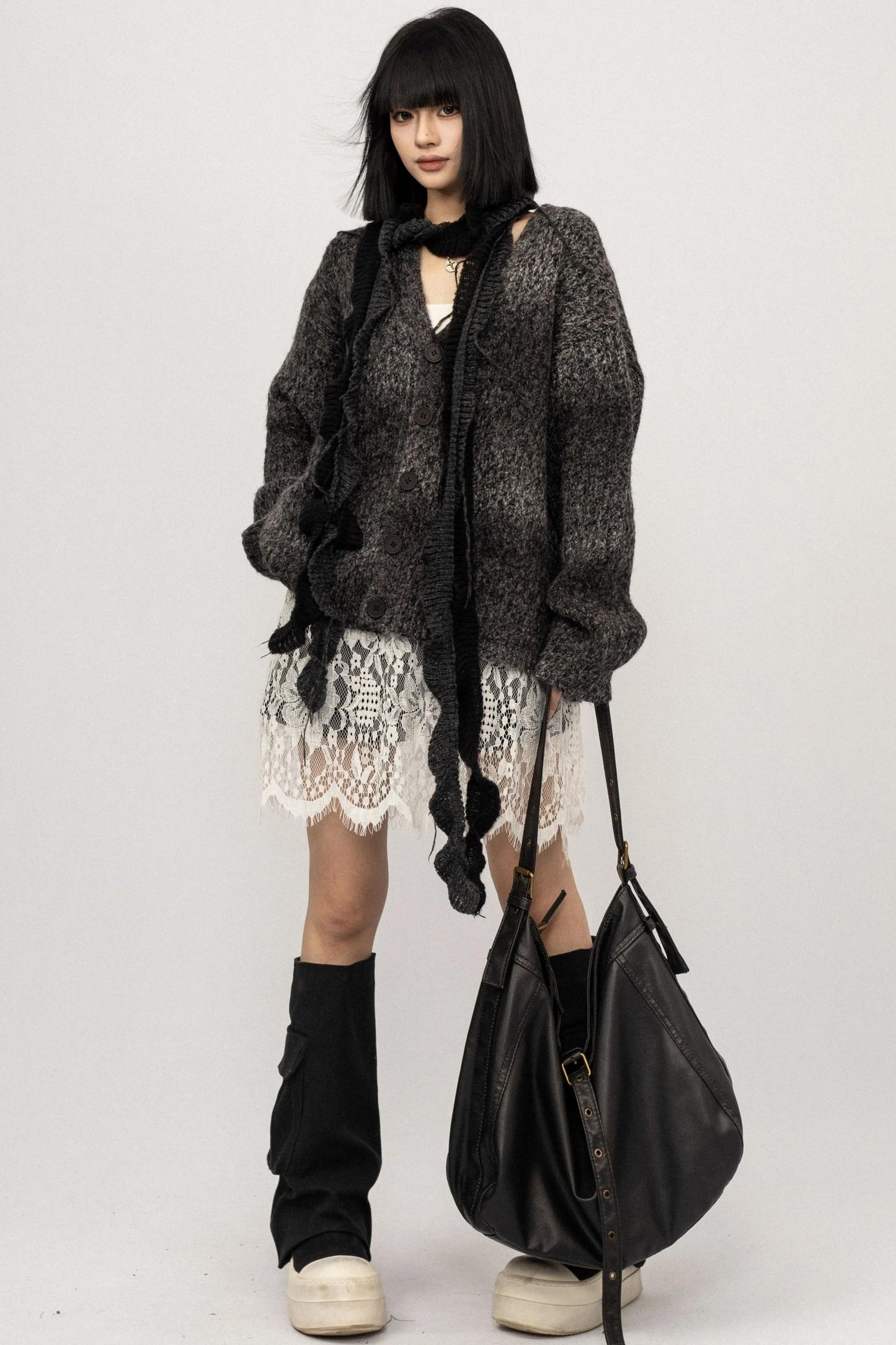 Gradient Loose Knit Cardigan