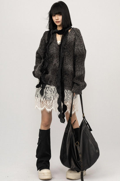 Gradient Loose Knit Cardigan