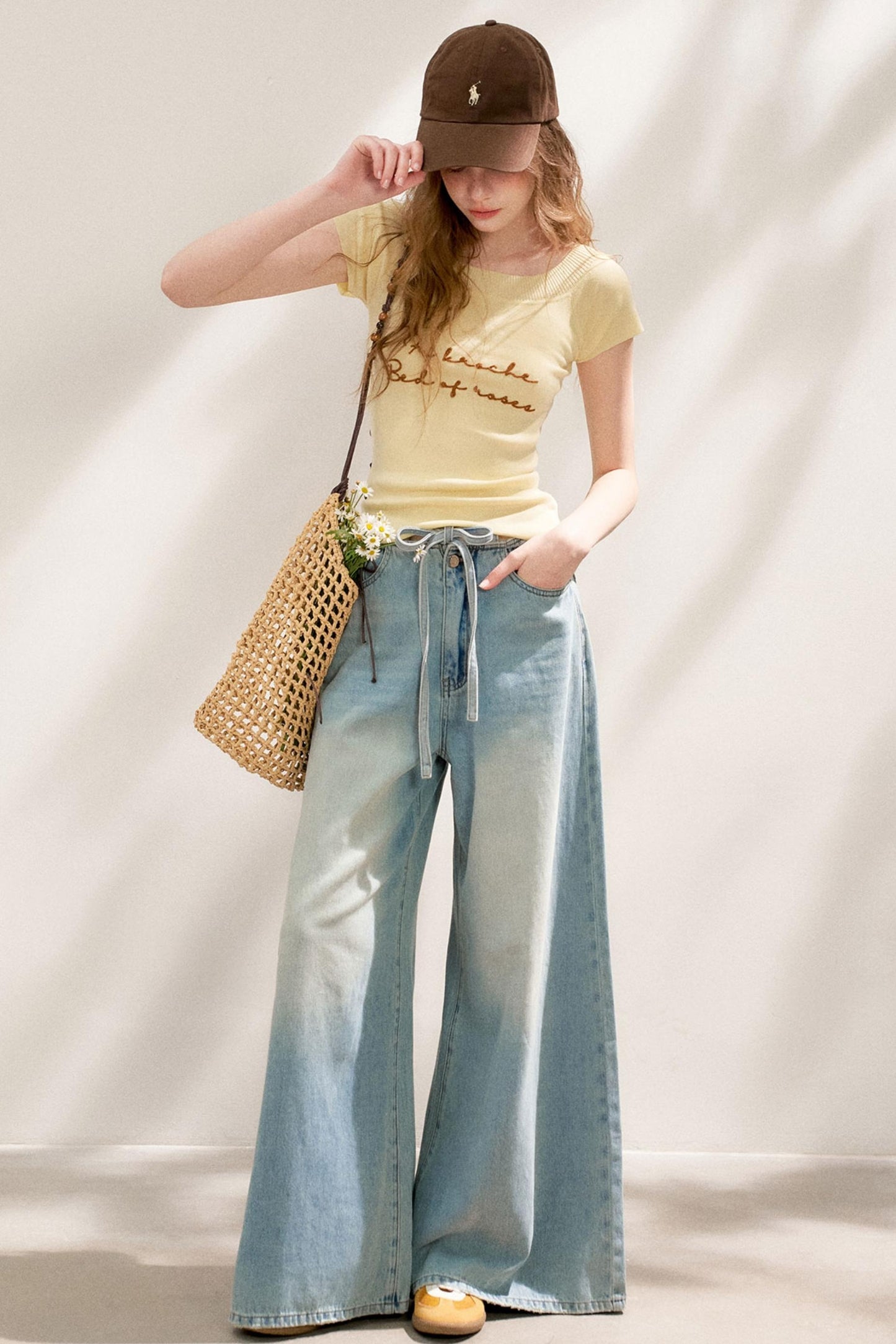 French Blue Wide-Leg Jeans