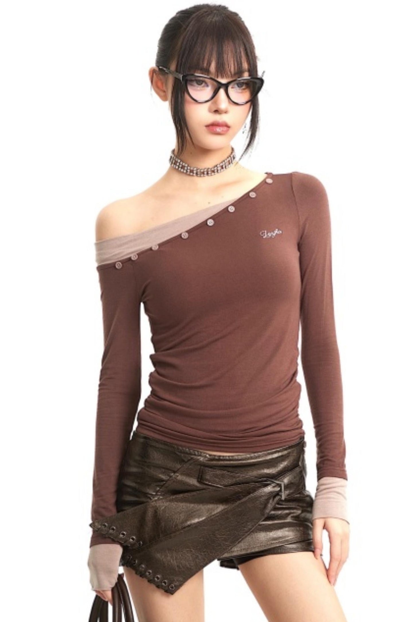 Retro Off-Shoulder Slim Top