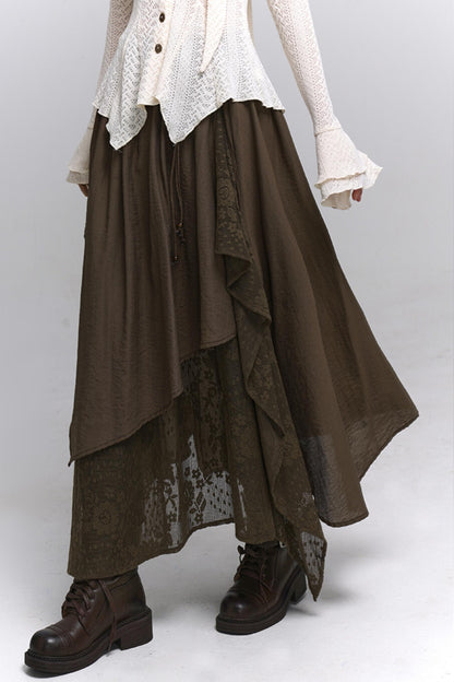 Artistic Brown Long Skirt