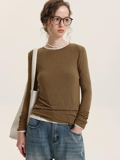 Seamless Long-Sleeved Wool Knit Top