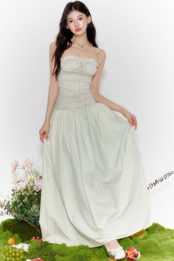 Island Lace-Up Halter Dress