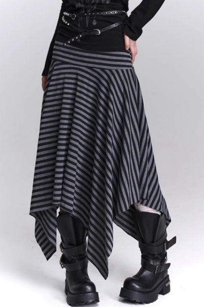 Asymmetrical Striped Skirt
