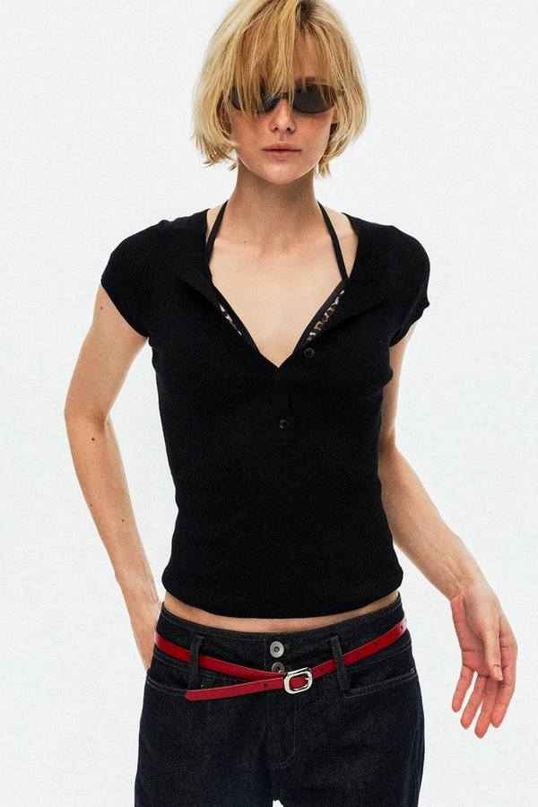 Nude V-Neck Knitted Sweater
