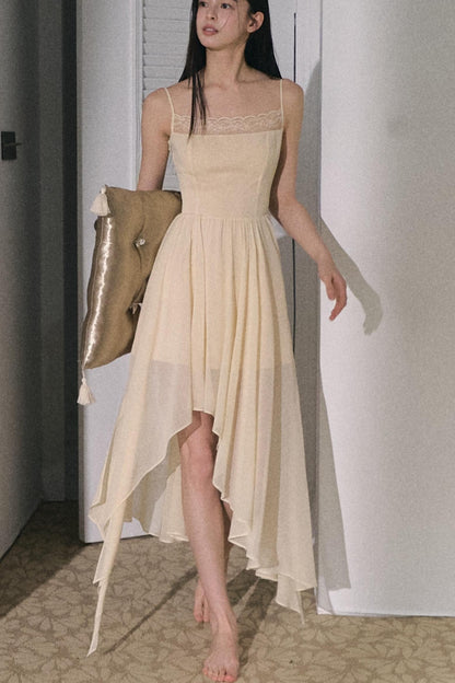 Pleated Chiffon Slip Dress