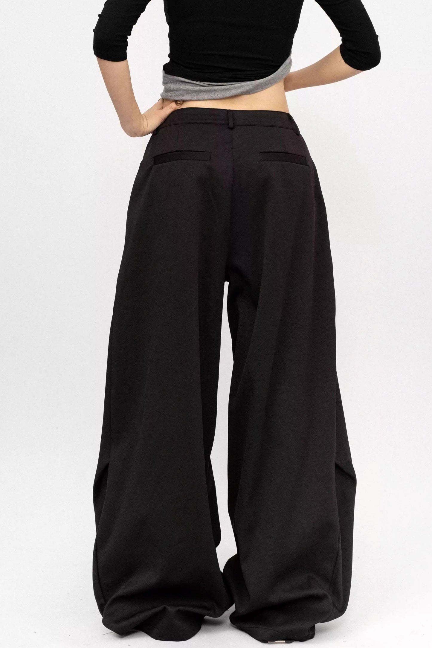 Black Minimalist Wide-Leg Pants