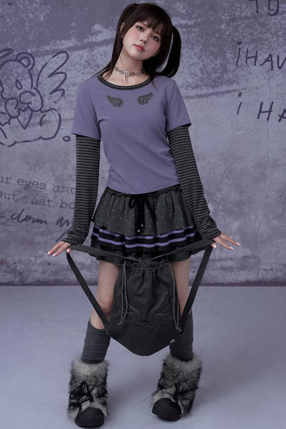 Black and Purple Two-Piece Top