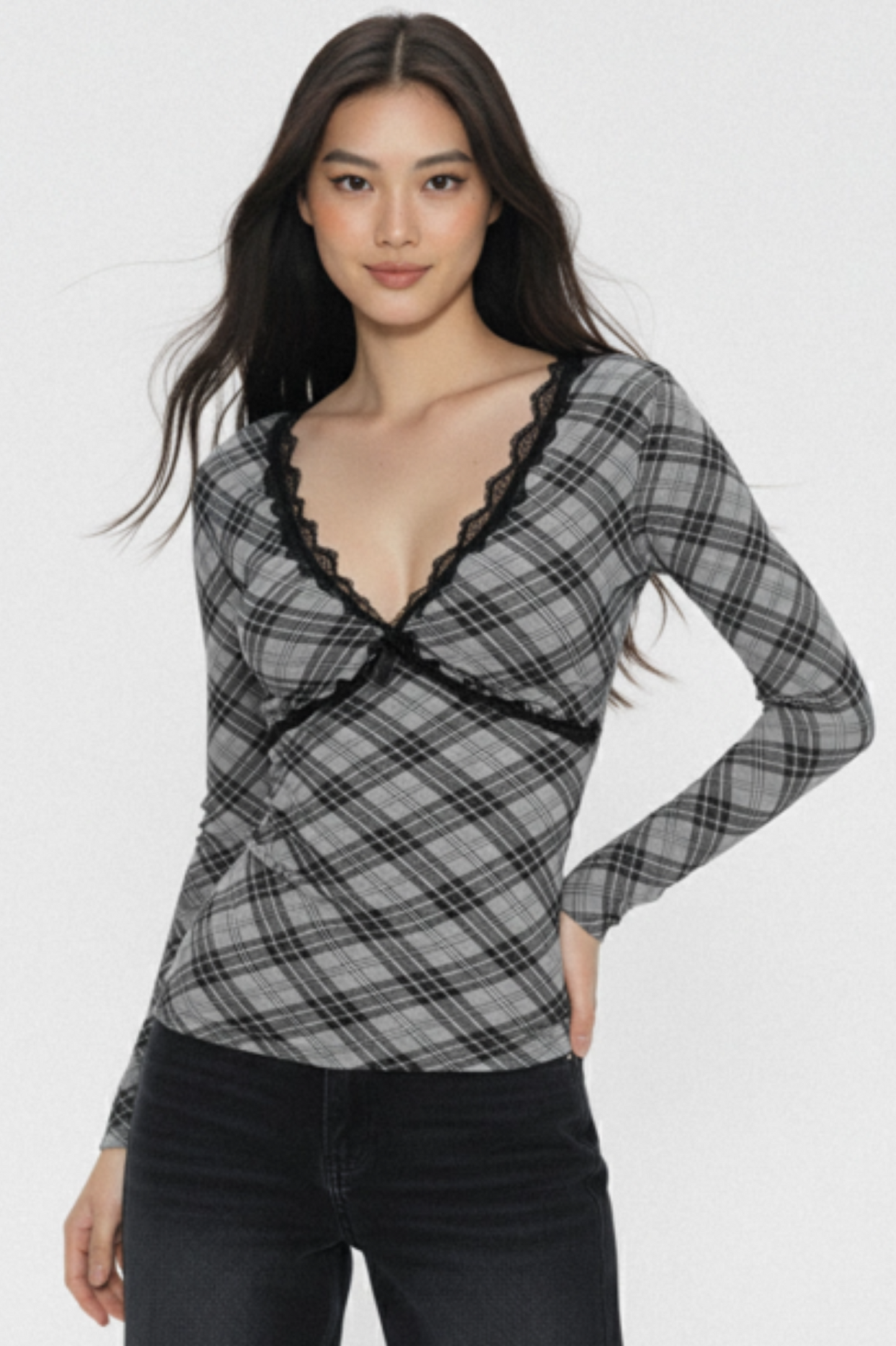 Retro Plaid Lace Top
