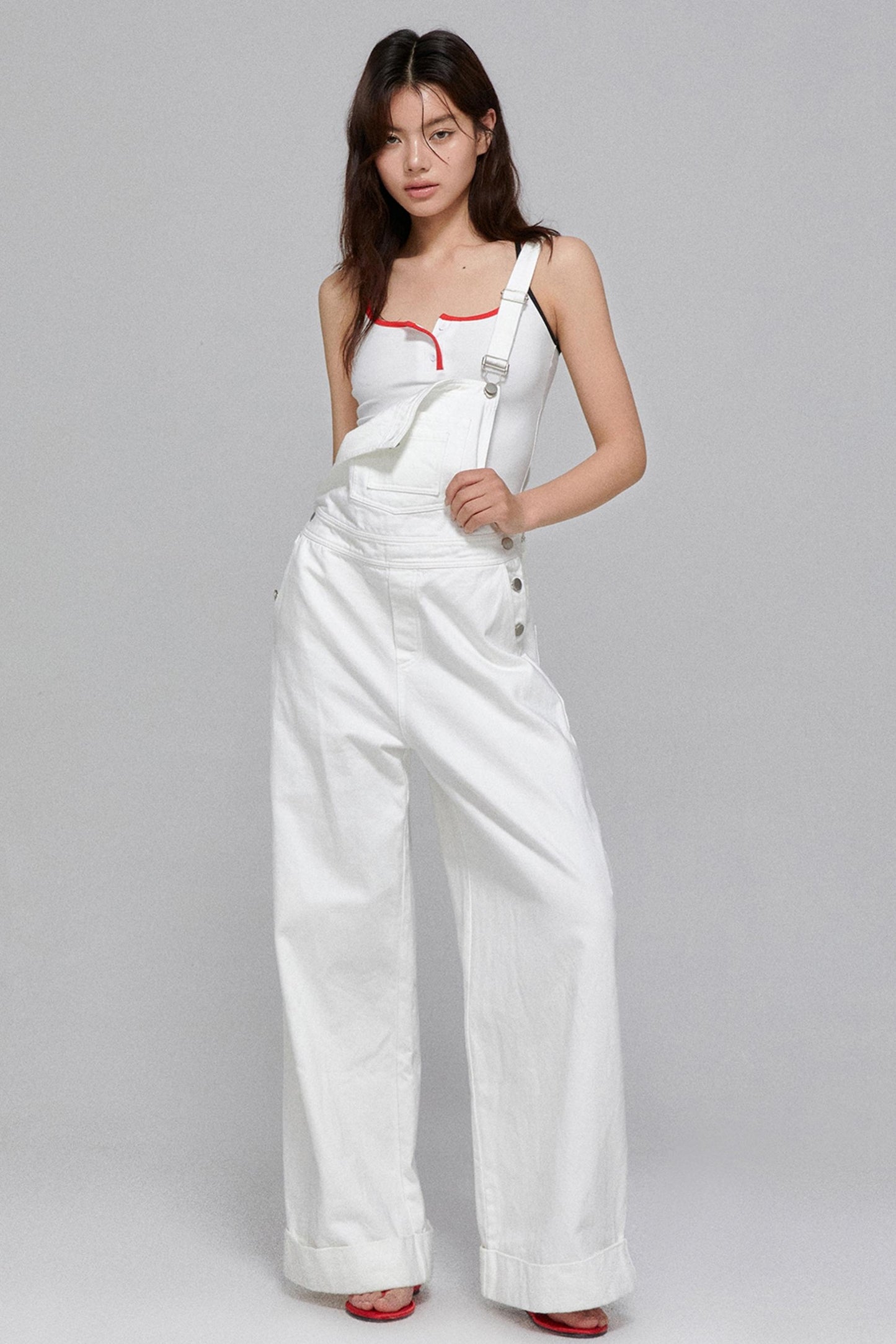 Tricolor Lace Slim Strap Top