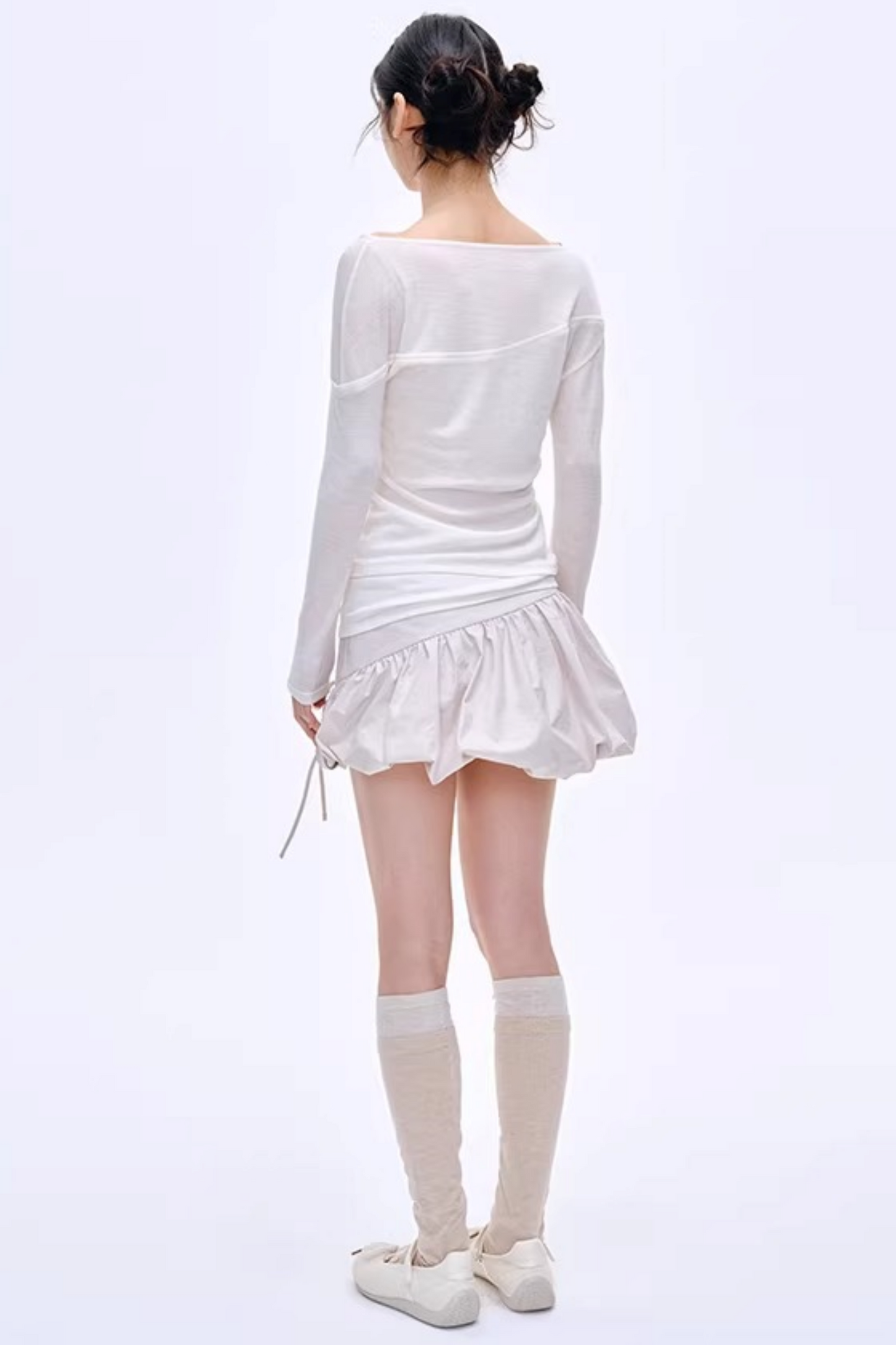 Blusa asimmetrica in misto lana